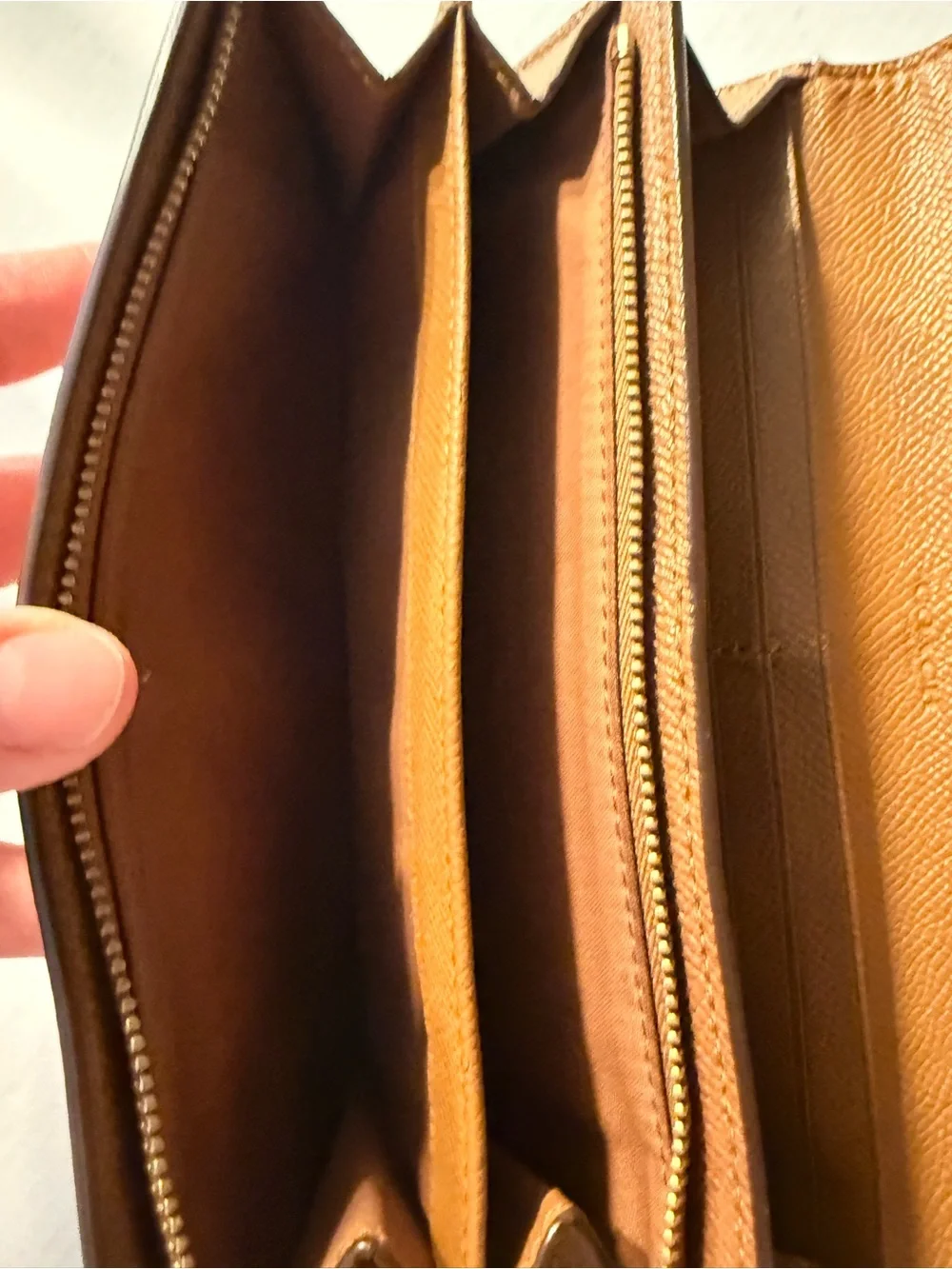 Coach Brown  Pebbled Leather Wallet with Embossed Logo